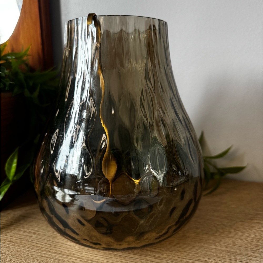 Elegant Glass Candle Holder in Smoky Brown
